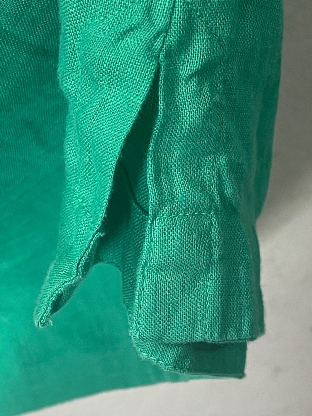 Charter Club Linen Blouse XL Aqua Green Roll Tab Sleeve 100% Linen Boat Neck - Picture 7 of 7